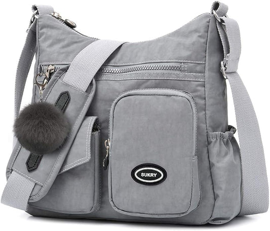 SUKRY Nylon Crossbody Bag for Women with Anti theft RFID Pocket, Waterproof Shoulder Bag Travel Purses and Handbag