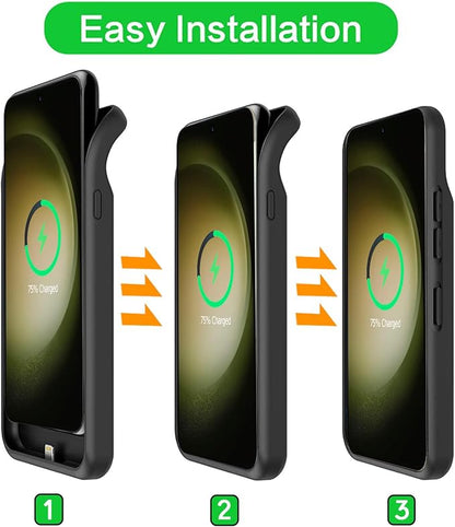 Battery Case for Galaxy S23 Plus, Upgraded 12000mAh Battery Pack Rechargeable Charger Case with Wireless Charging Compatible for Galaxy S23 Plus (6.6 inch) External Charging Cover (Black)