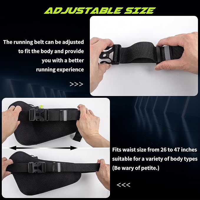Running Belt, Waterproof Hydration Belt with Water Bottle Holder Hiking Walking Waist Pack Reflective Adjustable Fanny Pack Compatible for Phone Waistband Outdoor
