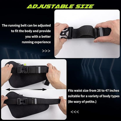 Running Belt, Waterproof Hydration Belt with Water Bottle Holder Hiking Walking Waist Pack Reflective Adjustable Fanny Pack Compatible for Phone Waistband Outdoor