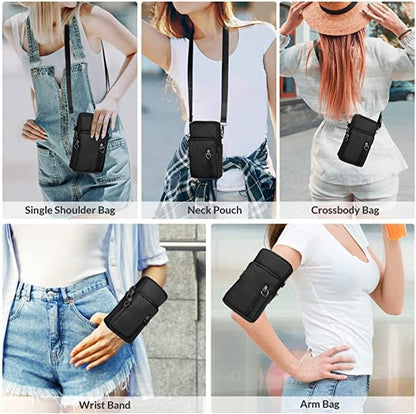 Women Crossbody Cell Phone Purse Wristband Sport Armband Wallet Bag Zipper Nylon Handbags