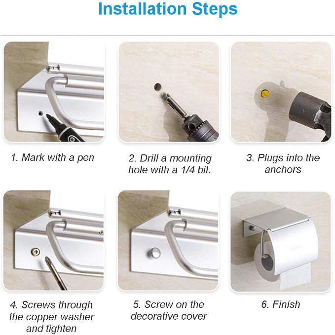 Toilet Paper Holder Wall Mounted with Phone Shelf Tray for Bathroom Restroom Hotel,Aluminum TP Holder Wall Mount with Cover Lid Metal Modern Rust Free Universal Tissue fit Mega Roll, Matte Silver