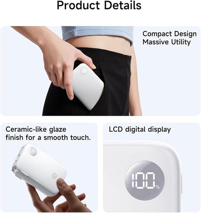 HOU 3 in 1 Portable Power Bank 10000mAh, 35W PD Fast Charging, Retractable USB-C Cable, Foldable Wall Plug, Dual Device Charging, FCC&UL Certified, Compatible with iPhone 17 Pro Max, Samsung, iPad
