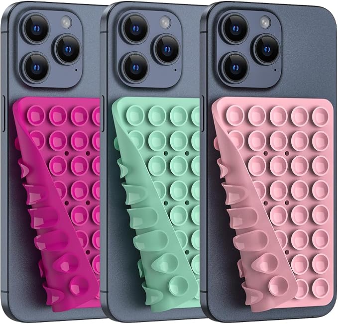 Double Sided Silicone Suction Phone Holder Mount, Silicon Accessory for iPhone and Android, Hands-Free Mirror Shower Phone Holder, TikTok Videos and Selfies (Combo F)