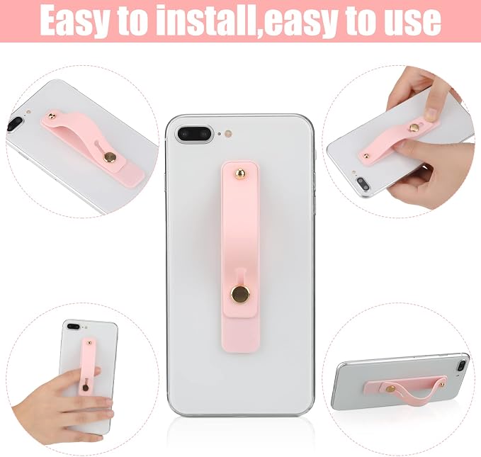 Weewooday 6 Pieces Phone Grip Holder Cell Phone Grip Strap Telescopic Finger Strap Stand Universal Finger Kickstand for Most Smartphones(Pink. Purple, Red)