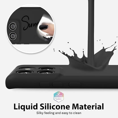 oakxco for Motorola Moto Edge 2025 Phone Case Liquid Silicone, Thin Slim Soft Rubber Gel TPU Plain Protective Simple Cover for Women Girl Cute, Matte Solid Color Aesthetic, Black