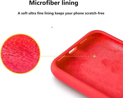 Ultra Slim Liquid Silicon Gel Case Compatible for iPhone 12 Pro Max 6.7 inch 2020 with Card Holder Sleeves Slot Anti-Scratch Shockproof Wallet Cover with Screen Protector (Red)