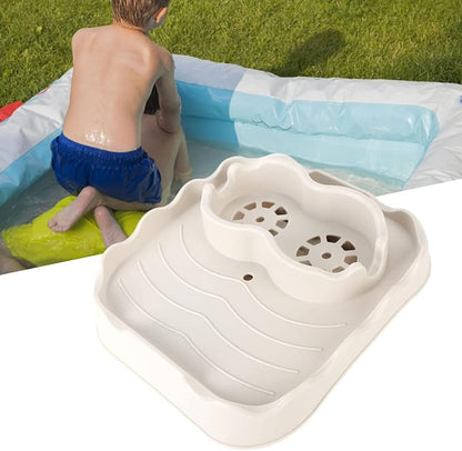 Hot Tub Table, Foldable Bathtub Side Table with 2 Cup Holders Adjustable Hot Tub Tray with Drain Holes for Spa Swimming Pool Bathtub(Beige)