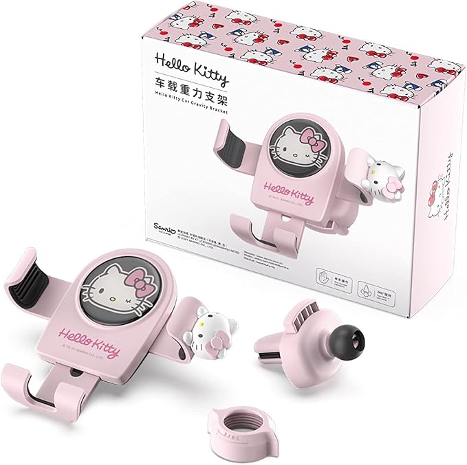 Cute Phone Mount for Car, Pink Cat Air Vent Clip Car Phone Holder Mount Fit for All Cell Phone, Pretty Car Accessories for Women and Girls