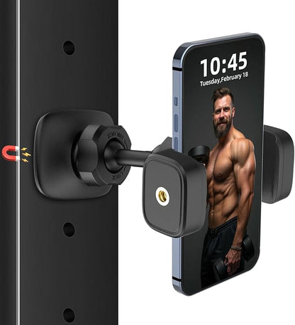 SEVENKA Gym Magnetic Phone Holder Compatible with iPhone, Samsung, Google Pixel, All Phone & Case, Portable Stretchable Magnetic Phone Mount, 360° Rotation Universal Phone Stand & Metal Pad