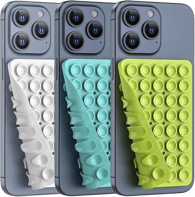 Double Sided Silicone Suction Phone Holder Mount, Silicon Accessory for iPhone and Android, Hands-Free Mirror Shower Phone Holder, TikTok Videos and Selfies (Combo H)