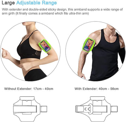 Armband for iPhone Pro Max 17 16 15 14 13 12 Plus/AIR with Airpods Holder, Gym Workouts Running Phone Arm Band (Green)
