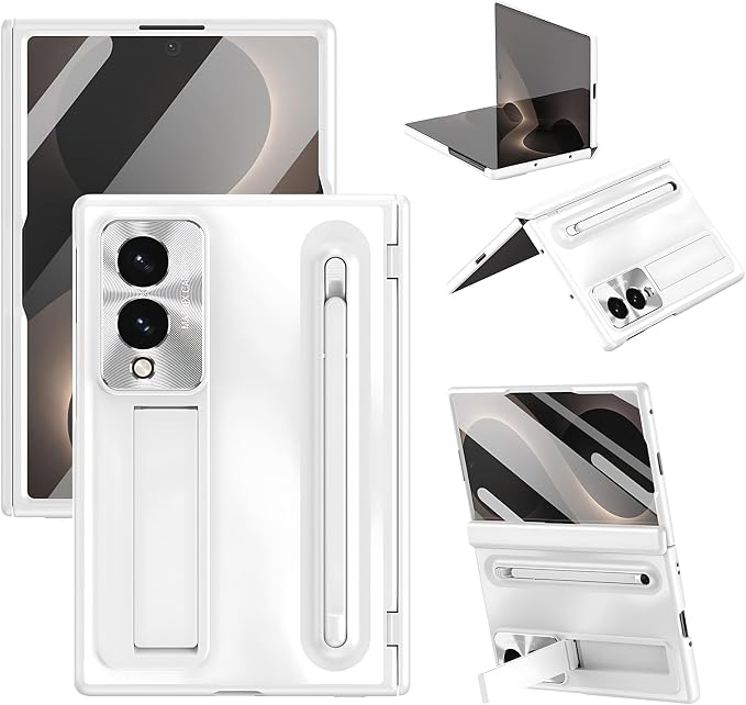 Case for Samsung Galaxy Z Fold 8 Wide, with Kickstand (White) | Stulys, Screen Protector, Shockproof, Slim, Anti-fingerprint, Scratch-Resistant, Lens protection, Hands-free viewing