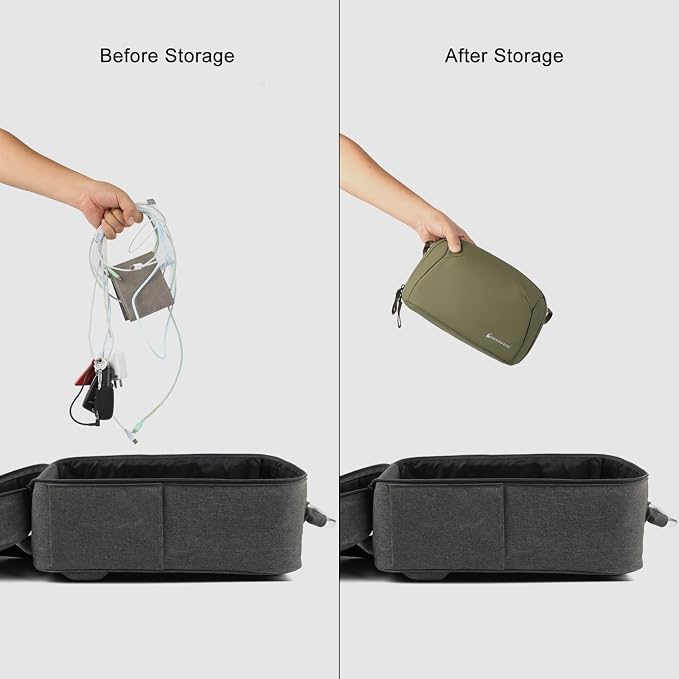 Besnfoto Electronic Organizer Travel Accessory Tech Pouch Waterproof Carrying Case for Accessories Charger, Adapter, Cables, Power Bank with Removalbe Shoulder Strap
