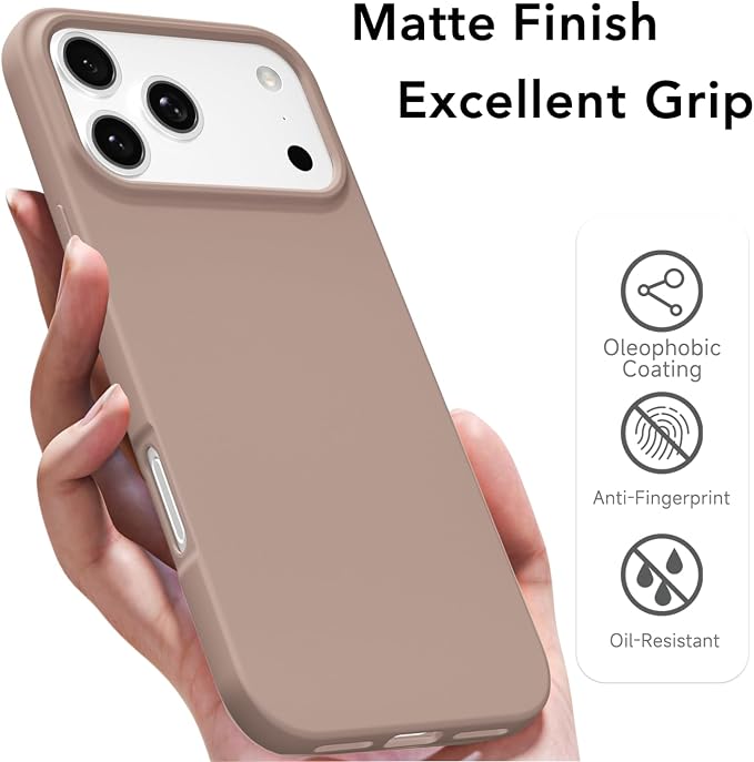 for iPhone 17 Pro Max Case Silicone Compatible with Magsafe Case, Ultra Slim Thin Magnetic Phone Cases Mag Safe, Cute Soft Rubber Gel TPU Matte Plain Wireless Charging Cover for Women, Brown