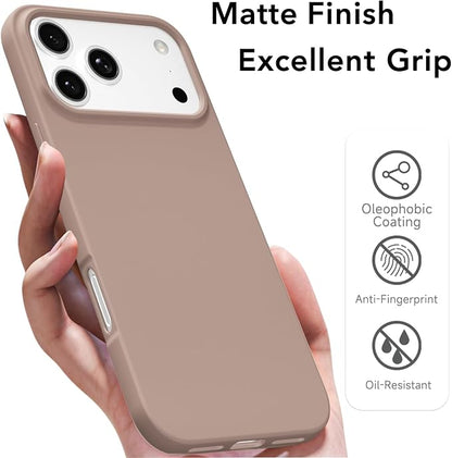 for iPhone 17 Pro Max Case Silicone Compatible with Magsafe Case, Ultra Slim Thin Magnetic Phone Cases Mag Safe, Cute Soft Rubber Gel TPU Matte Plain Wireless Charging Cover for Women, Brown