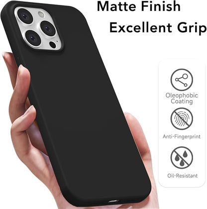 for iPhone 13 Pro Case Silicone Compatible with Magsafe Case, Ultra Slim Thin Magnetic Phone Cases Mag Safe, Cute Soft Rubber Gel TPU Matte Plain Wireless Charging Cover for Women, Black
