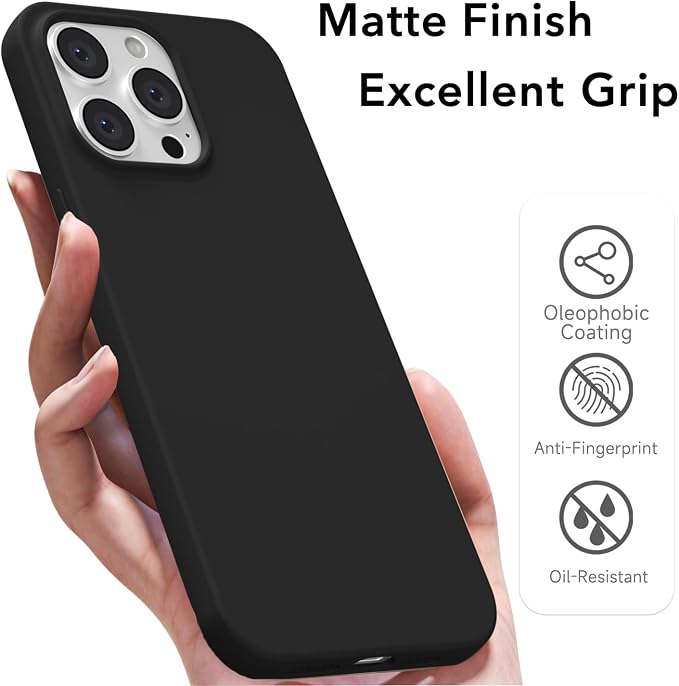 for iPhone 14 Pro Case Silicone Compatible with Magsafe Case, Ultra Slim Thin Magnetic Phone Cases Mag Safe, Cute Soft Rubber Gel TPU Matte Plain Wireless Charging Cover for Women, Black