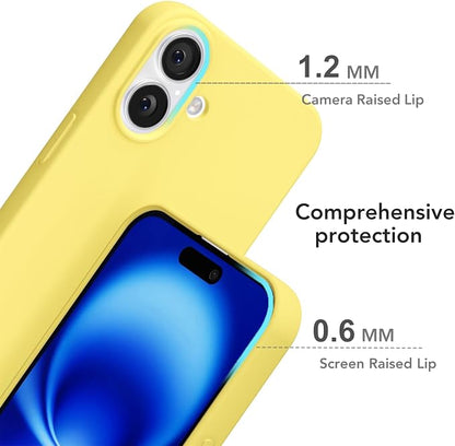 for iPhone 16 Case Silicone Compatible with Magsafe Case, Ultra Slim Thin Magnetic Phone Cases Mag Safe, Cute Soft Rubber Gel TPU Matte Plain Wireless Charging Cover for Women, Yellow