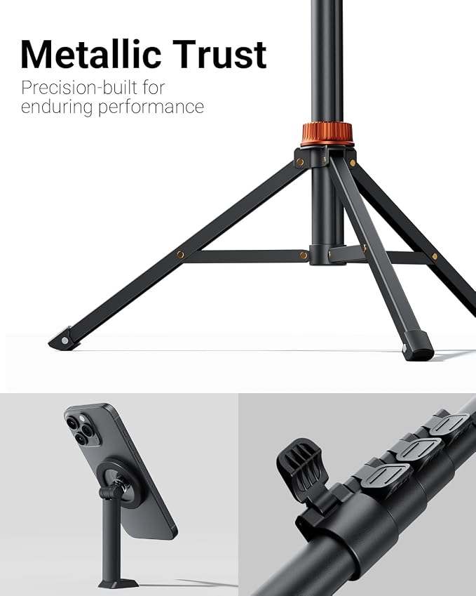 Phone Tripod, Tripod for iPhone with Remote & Strong Magnetic Holder for Magsafe, Stable Cell Phone Tripod for Video Recording, Essential Tripod & Monopod Accessories for iPhone/Android (66")