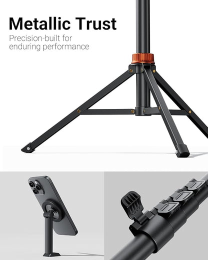 Phone Tripod, Tripod for iPhone with Remote & Strong Magnetic Holder for Magsafe, Stable Cell Phone Tripod for Video Recording, Essential Tripod & Monopod Accessories for iPhone/Android (66")