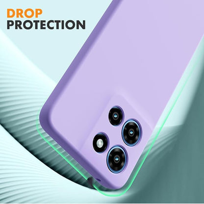 for Motorola Moto G 2025 Case, 2 Pack Tempered Glass Screen Protectors, Soft TPU Liquid Silicone Shockproof Gel Case-Light Lilac