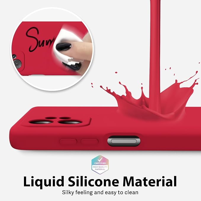 oakxco for Motorola Moto G Power 5G 2023 Phone Case Liquid Silicone, Thin Slim Soft Rubber Gel TPU Plain Simple Cover for Women Girl Cute, Matte Solid Color, Red