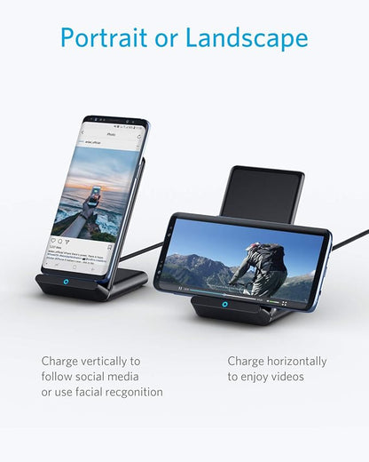 Anker 313 Wireless Charger (Stand), Qi-Certified for iPhone 17/17 Pro/17 Pro Max/16/15/14/13, 10W Fast-Charging Galaxy S23 S22 S21(No AC Adapter) (Black, 2 Pack)
