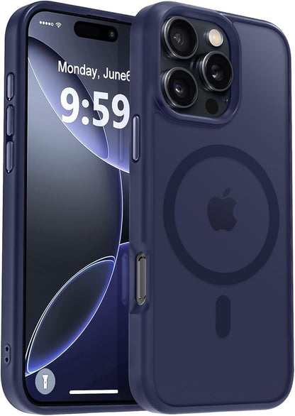 MOCCA Strong Magnetic for iPhone 16 Pro Max Phone Case, [Compatible with Magsafe][16FT Mil-Grade Drop Protection] Slim Thin Translucent Matte Protective Cover Case for iPhone 16 Pro Max Case,Deep Blue