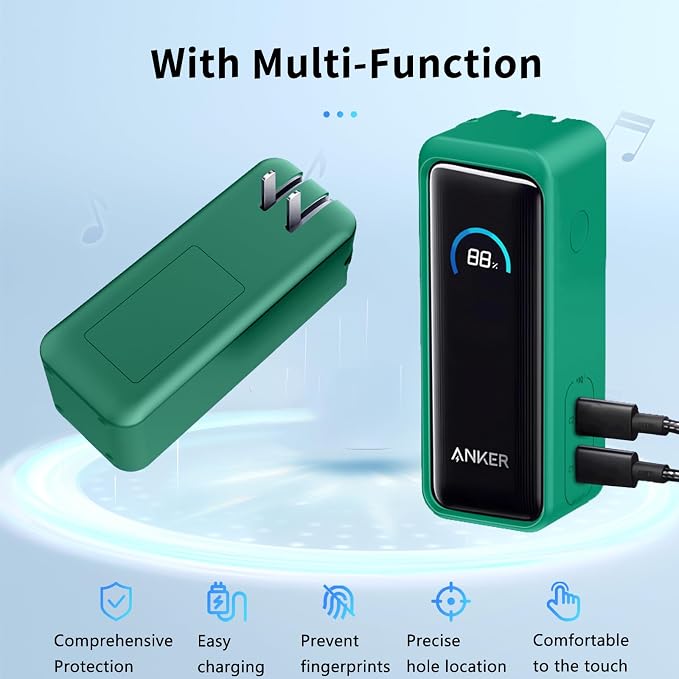 NOUKAJU Case for Anker Prime Power Bank 9600mAh 65W Output Silicone Protective Cover, Drop-Proof,Scratch-Proof,Shock-Proof,Protective Case for Anker Prime Power Bank 9600mAh(Green)