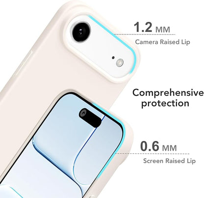 for iPhone 17 Air Case Silicone Compatible with Magsafe Case, Ultra Slim Thin Magnetic Phone Cases Mag Safe, Cute Soft Rubber Gel TPU Matte Wireless Charging Cover for Women, Beige Stone Cream