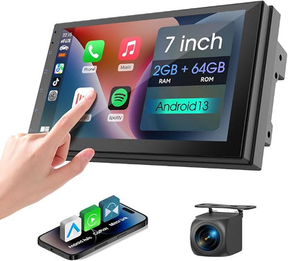 7" Car Stereo Double Din Wireless Apple Carplay Radio Screen for Car Audio Receivers, Bluetooth 5.0 Car Play Android Auto Touchscreen, Channel RCA, Backup Camera, SWC, FM/AM|Car Audio Receivers