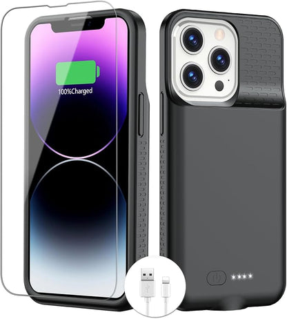 BOPPS Battery Case for iPhone 13 Pro Max/14 Pro Max/14 Plus【2026 New】Slim 8000mAh Portable Charger Case 360°Protection Rechargeable Extended Charging case for iPhone 13 Pro Max，14 Pro Max Series