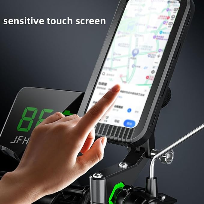 Detachable Motorcycle Waterproof Phone Holder Bike Phone Mount (with Hanging Rope) ，Base for iPhone Series and More 4.0" – 7.0" Cellphone (Handlebar)