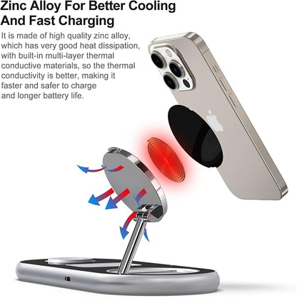 3 in 1 Charging Station for Apple Devices, Faster Mag-Safe Charger Stand, Magnetic Wireless Charger Station for iPhone 17 16 15 14 13 12 Pro Max Plus, Apple Watch iwacth & AirPods, Adjustable Angle