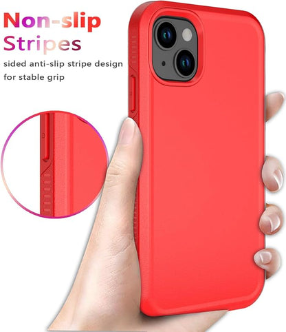 Diverbox for iPhone 14 Case [Shockproof] [Dropproof] [Tempered Glass Screen + Camera Lens Protector],Heavy Duty Protection Phone Case Cover for Apple iPhone 14 (Red-2in1)