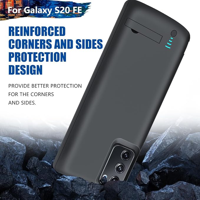 Sitong [Upgraded Battery Case for Samsung Galaxy S20 FE 5G, 5000mAh Rechargeable Extended Battery Charging Charger Case, Add 100% Extra Juice (6.5 Inches) Black