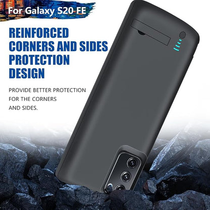 Sitong [Upgraded Battery Case for Samsung Galaxy S20 FE 5G, 5000mAh Rechargeable Extended Battery Charging Charger Case, Add 100% Extra Juice (6.5 Inches) Black