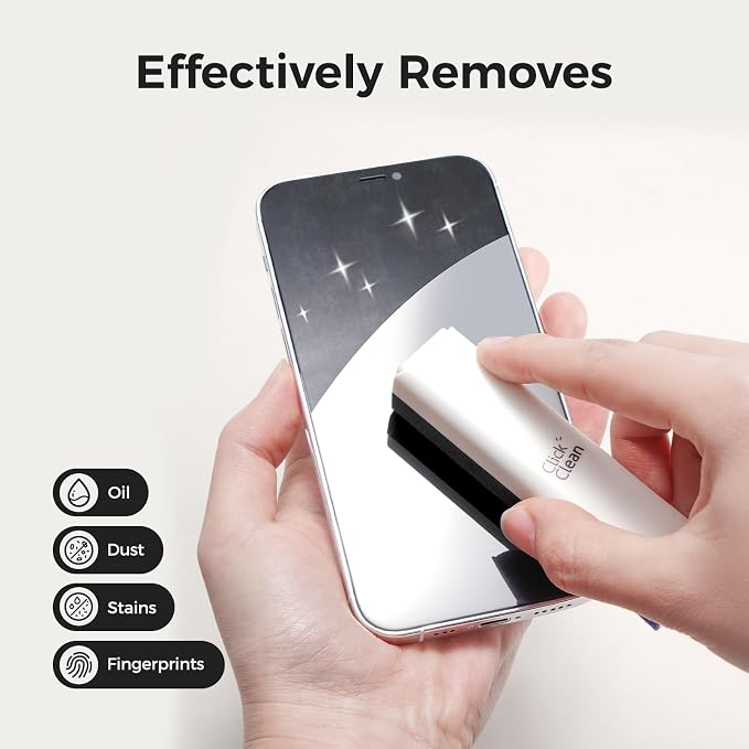 CLICK CLEAN 2Pcs Screen Cleaner, Fingerprint Proof Mist Cleaner Spray, All-in-One Cleaner with Microfiber, Shell and Phone Stand for All Phones, Laptop and Tablet Screens (Black + Grey)