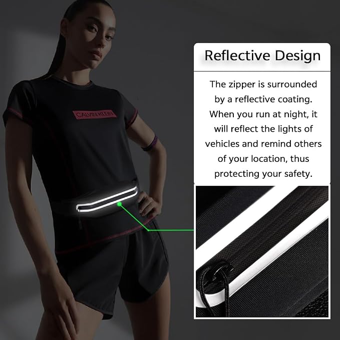 Slim Running Belt Fanny Pack for Women Men,Running phone holder,Running Waist Pouch bag for Workout Jogging,Money belt,Runner Gear Accessories(Black)