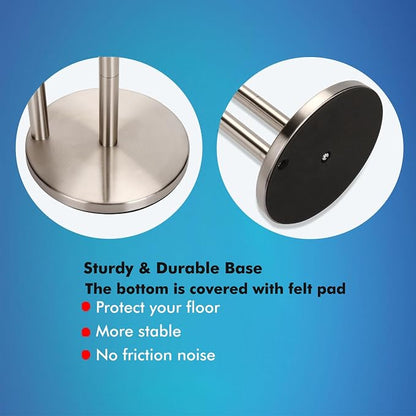 Noonext Toilet Paper Holder with Shelf, Freestanding Toilet Paper Stand with Tray for Small Items, Toilet Paper Holder Freestanding, Storage Space for 4 Extra Toilet Paper Rolls (Brushed Nickel)