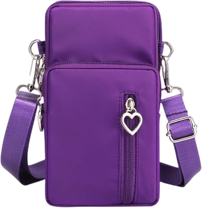 JUMISEE 3-Layers Crossbody Bag Cellphone Pouch Armband Wallet Nylon Smartphone Purse