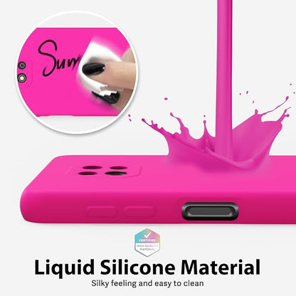 oakxco for Motorola Moto G Power 2021 Phone Case Liquid Silicone, Neon Bright Solid Color, Thin Slim Soft Rubber Gel Matte TPU Plain Simple Cover for Women, Hot Pink Fuchsia