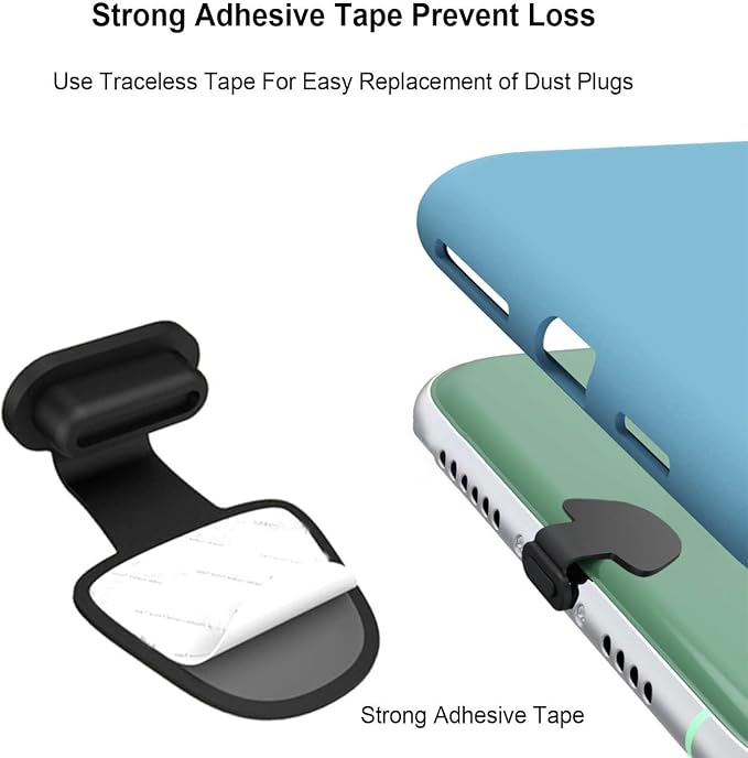 USB C-Type Anti Loss Dust Plugs, USB C-Type Port Silicone Dust Covers, with Detachable Adhesive for Mobile Phone, Compatible with 15, 16 17 Plus Pro Max..., All USB C Ports