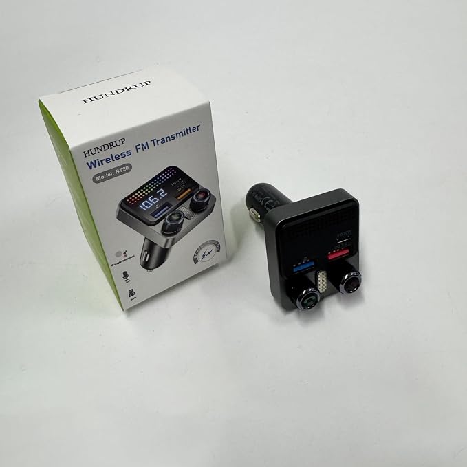 Bluetooth 5.4 Car Adapter 48W Charging USB Bluetooth Adapter for Car,Wireless Fm Transmitter Radio,Song Switching,Handsfree Calling and Audio Receiver,HiFi Music Player,Matrix LED Effects