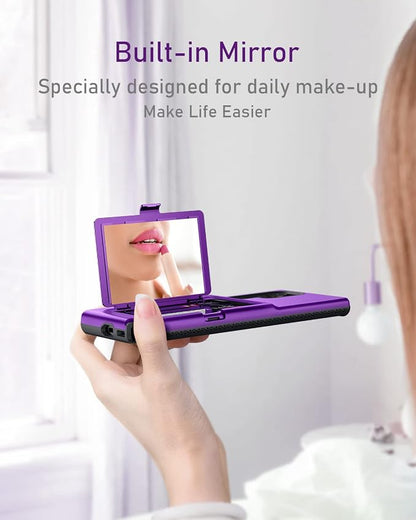 WeLoveCase for Samsung Galaxy S22 Ultra Wallet Case with Credit Card Holder & Hidden Mirror, All-Round Protection Shockproof Phone Cover Designed for Samsung Galaxy S22 Ultra, 6.8 Inch Purple