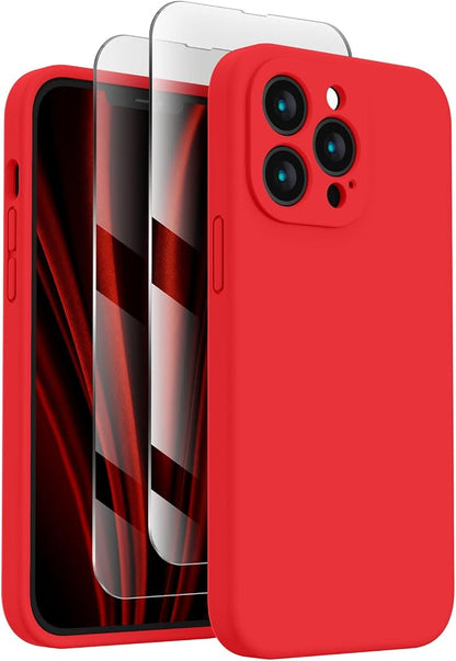 FireNova Designed for iPhone 13 Pro Max Case, Silicone [Camera Protection] Phone Case, Soft Anti-Scratch Microfiber Lining Inside, 6.7 inch, Red