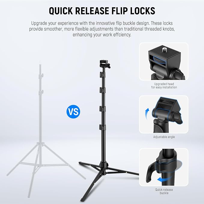 NEEWER Basic Phone Tripod for iPhone & Camera w/Remote & Phone Holder, 66" Metal Selfie Stick Travel Vlog Cell Phone Stand, Portable Camera Cellphone Holder Mount for Video Recording Filming, TS03