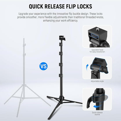 NEEWER Basic Phone Tripod for iPhone & Camera w/Remote & Phone Holder, 66" Metal Selfie Stick Travel Vlog Cell Phone Stand, Portable Camera Cellphone Holder Mount for Video Recording Filming, TS03