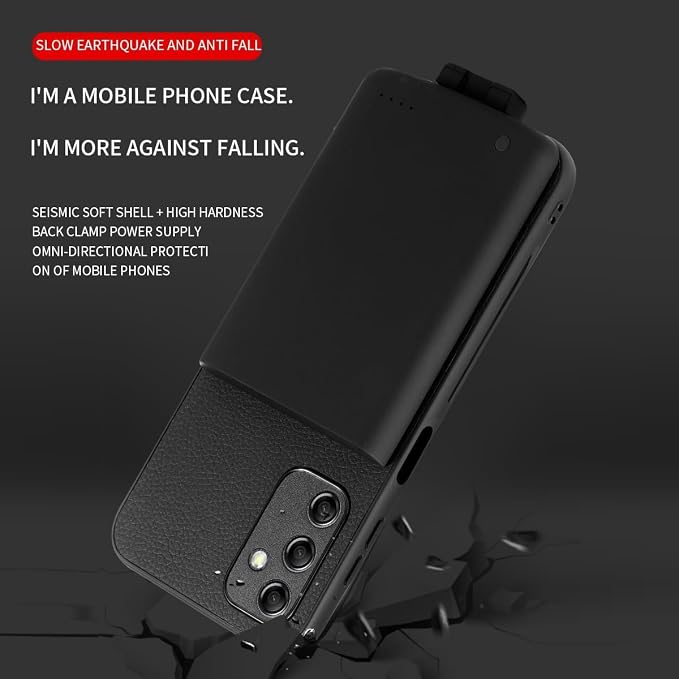 Battery Case for Galaxy A73, Extended Charging Cases for Samsung Galaxy A73 Rechargeable External Backup Power Bank Charger Cover, 5000mAh, Black